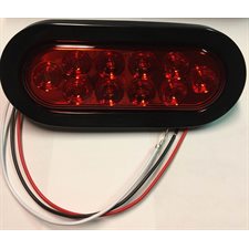 LED RED OVAL STOP LIGHT KIT 6 1 / 2'' X 2 1 / 4'' - 90° pigtail